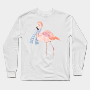 Flamingo in winter Long Sleeve T-Shirt